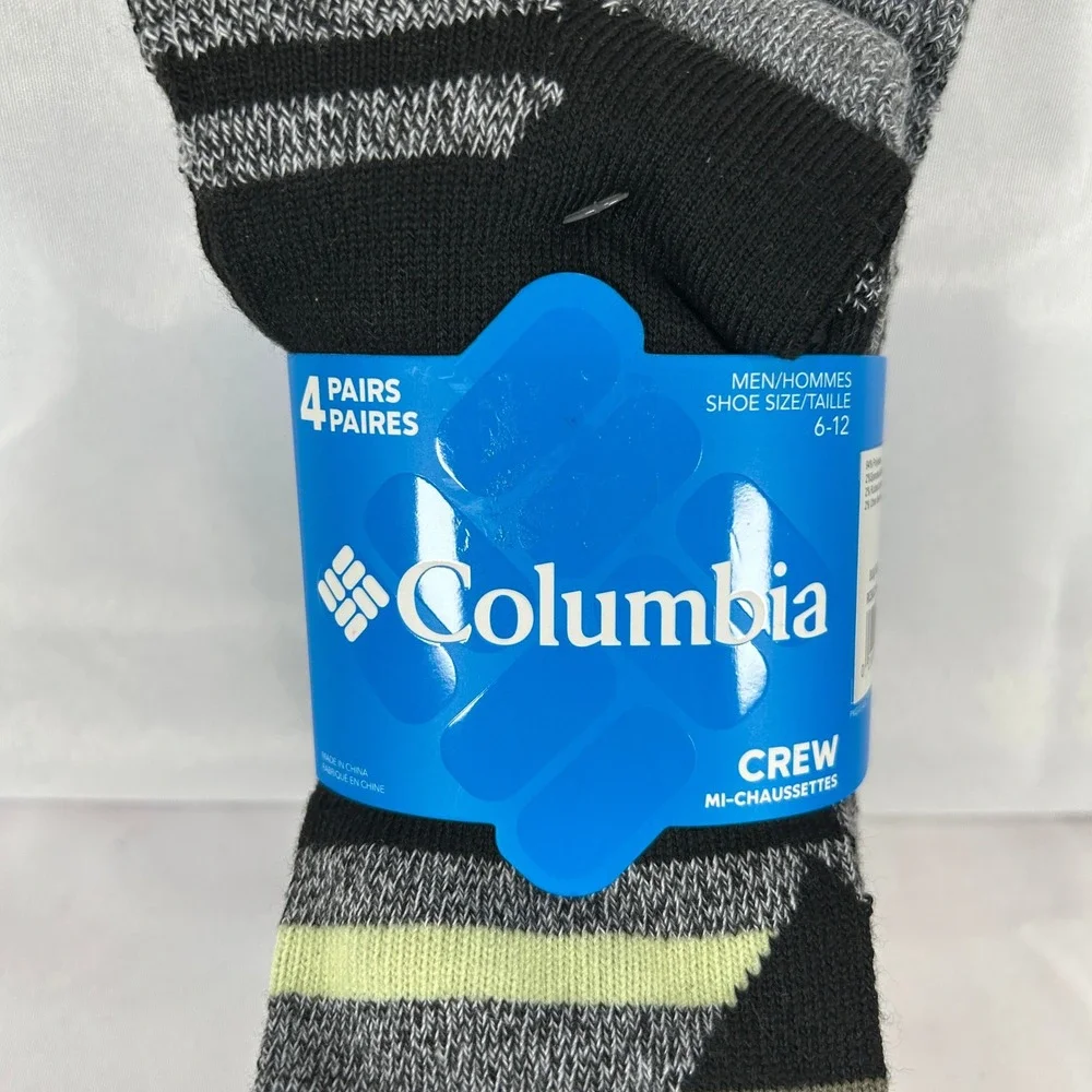 Columbia Mens 8 Pairs Crew Socks Black Gray Blue Size 6-12 RL8021MMEBK14PR